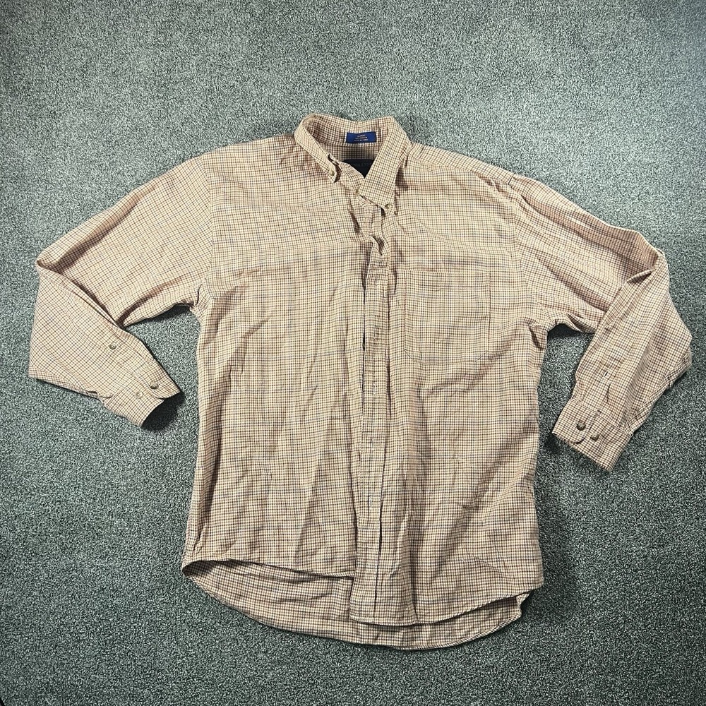 Pendleton Mens Large Button Up Shirt Red Plaid Check Long Sleeve Cotton
